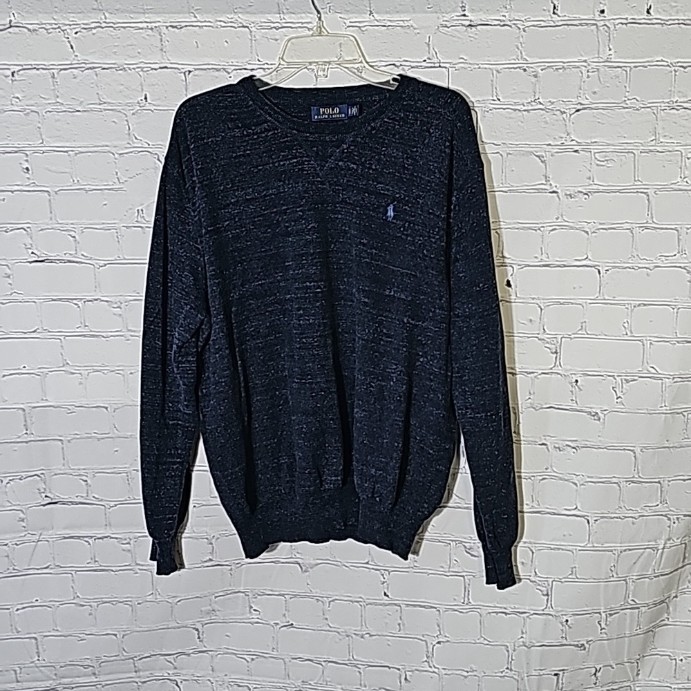Polo Ralph Lauren sz XL navy blue sweater with polo horse crewneck MT38